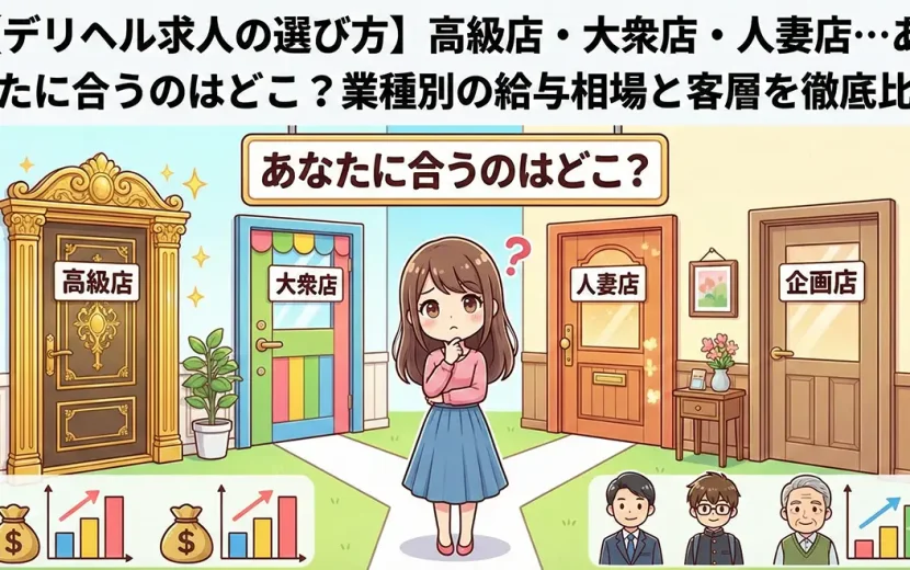 【デリヘル求人の選び方】高級店・大衆店・人妻店…あなたに合うのはどこ？