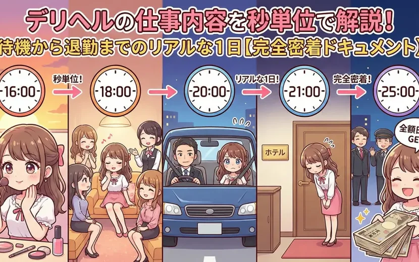 デリヘルの仕事内容を秒単位で解説！待機から退勤までのリアルな1日【完全密着ドキュメント】